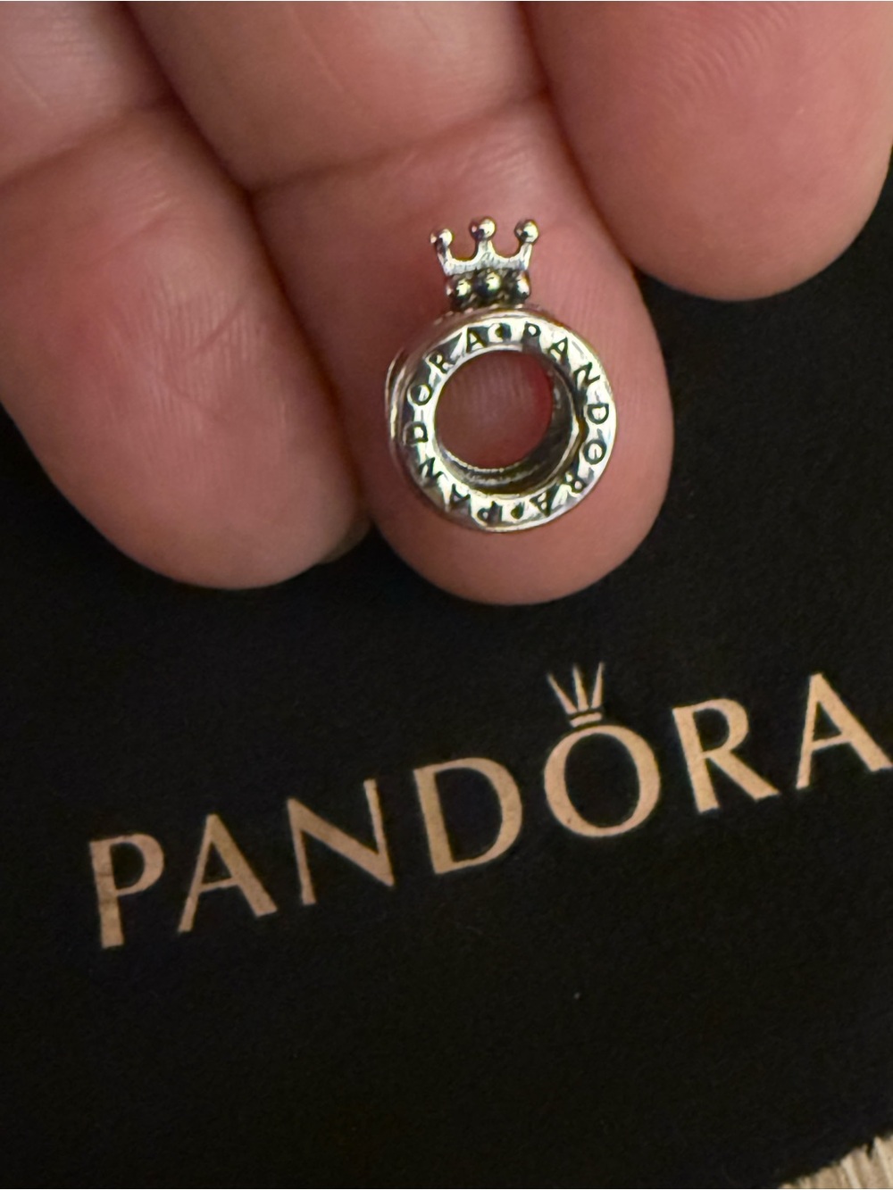 Pandora Silver Crown Circle Charm - Silver Accent